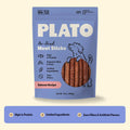 Plato Pet Treats Thinkers Salmon - Meat Stick Treats for Dogs - Limited Ingredient Dog Treats with EPA and DHA to Support Skin, Coat, and Brain - Air-Dried Dog Treats