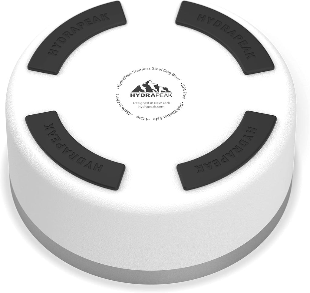 Dog Bowl; Non Slip Stainless Steel; Water and Food Dish; Large Sized and Small Dogs; 32Oz 64Oz; Multiple Sizes; 4 Cup | White