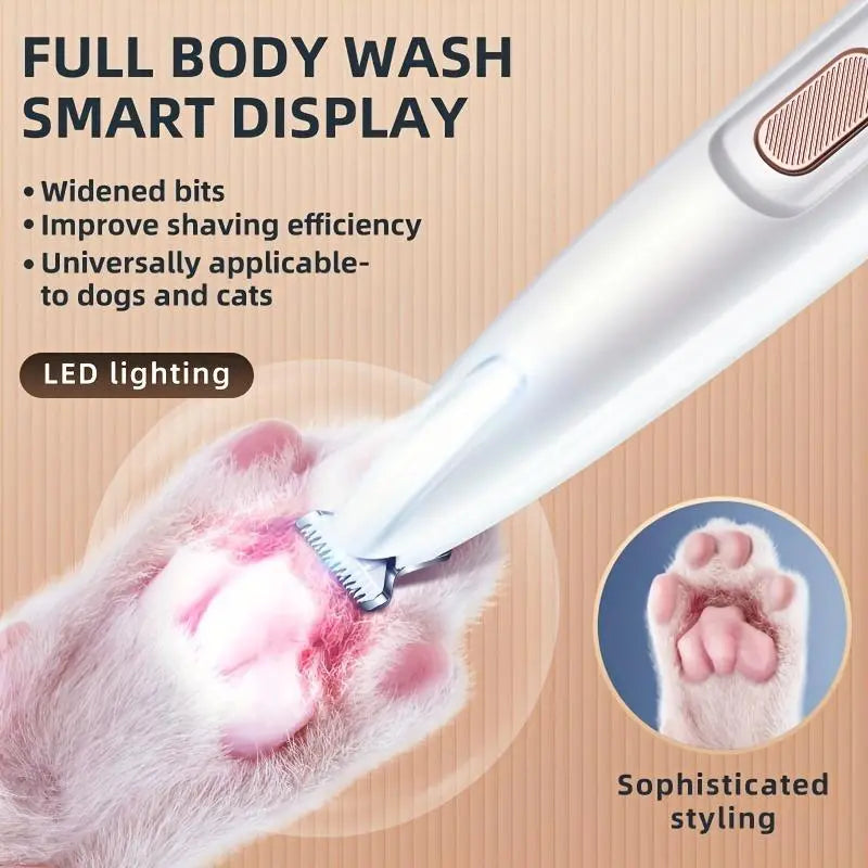 Rechargeable Pet Hair Trimmer Kit, 1 Count Pet Grooming Clipper with LED Light, High Quality Trimmer, Pet Multi-Part Clipper for Dogs & Cats, Pet Grooming Tool, Pet Care, Hair Trimmer Set