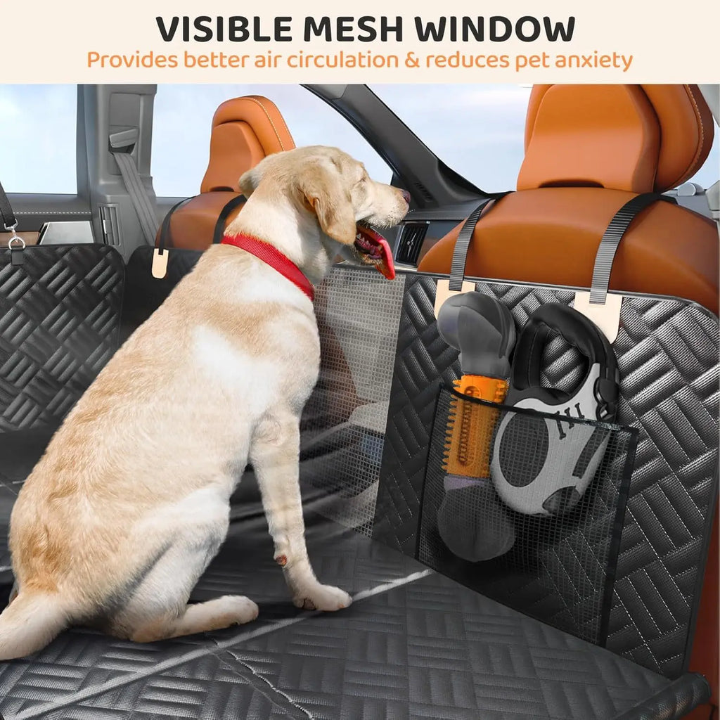 Dog Back Seat Extender - Waterproof Mesh Platform for Cars, Trucks, Suvs - with Storage Pockets and Door Covers (Black),Pet Supplies,Fathersdaygifts