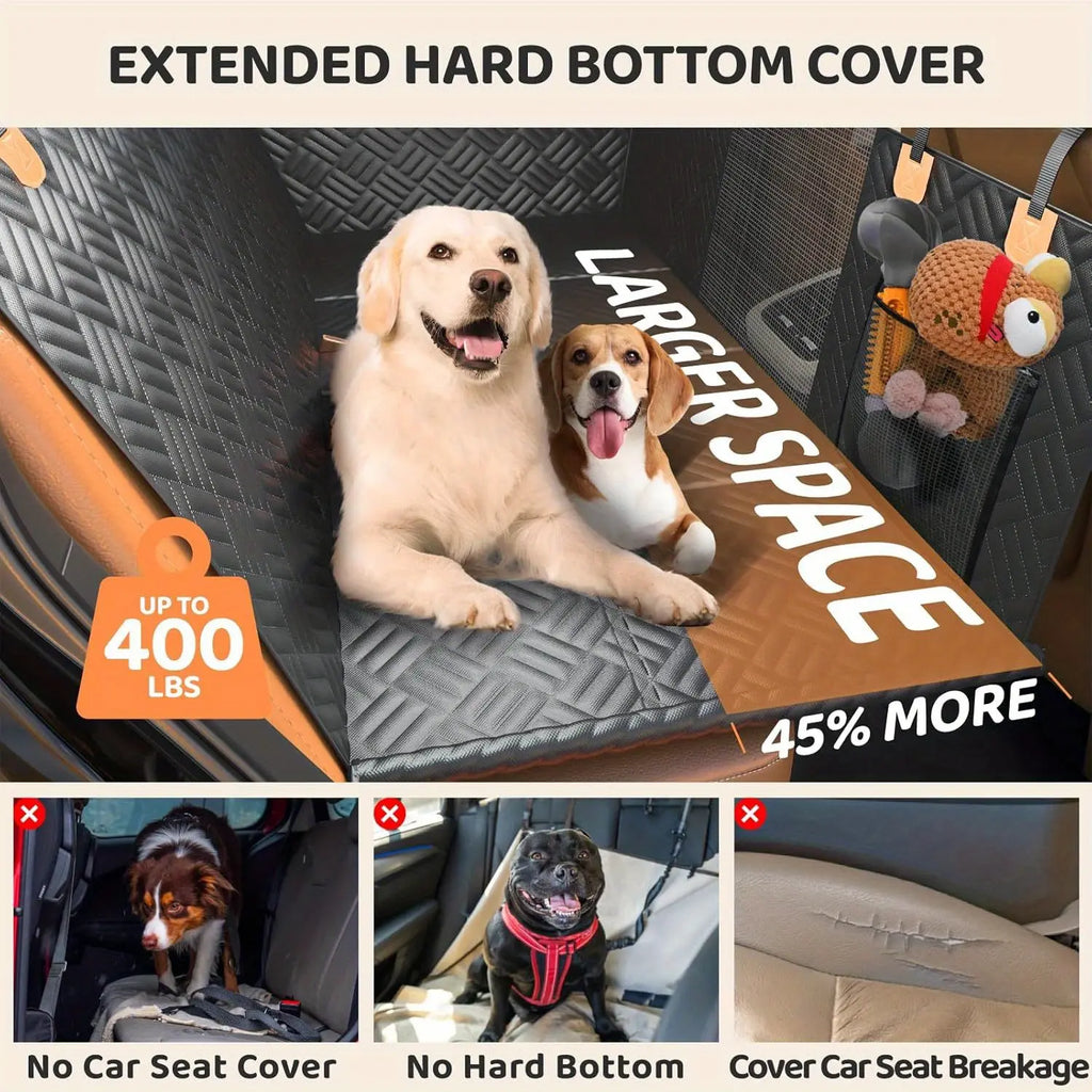 Dog Back Seat Extender - Waterproof Mesh Platform for Cars, Trucks, Suvs - with Storage Pockets and Door Covers (Black),Pet Supplies,Fathersdaygifts