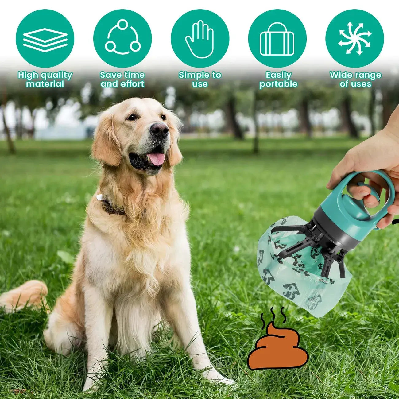 UFORU Portable Pet Poop Scooper with 6 Count Dog Waste Bag Holder & Dispenser for Outdoor Use Compact Design Essential Pet Supplies