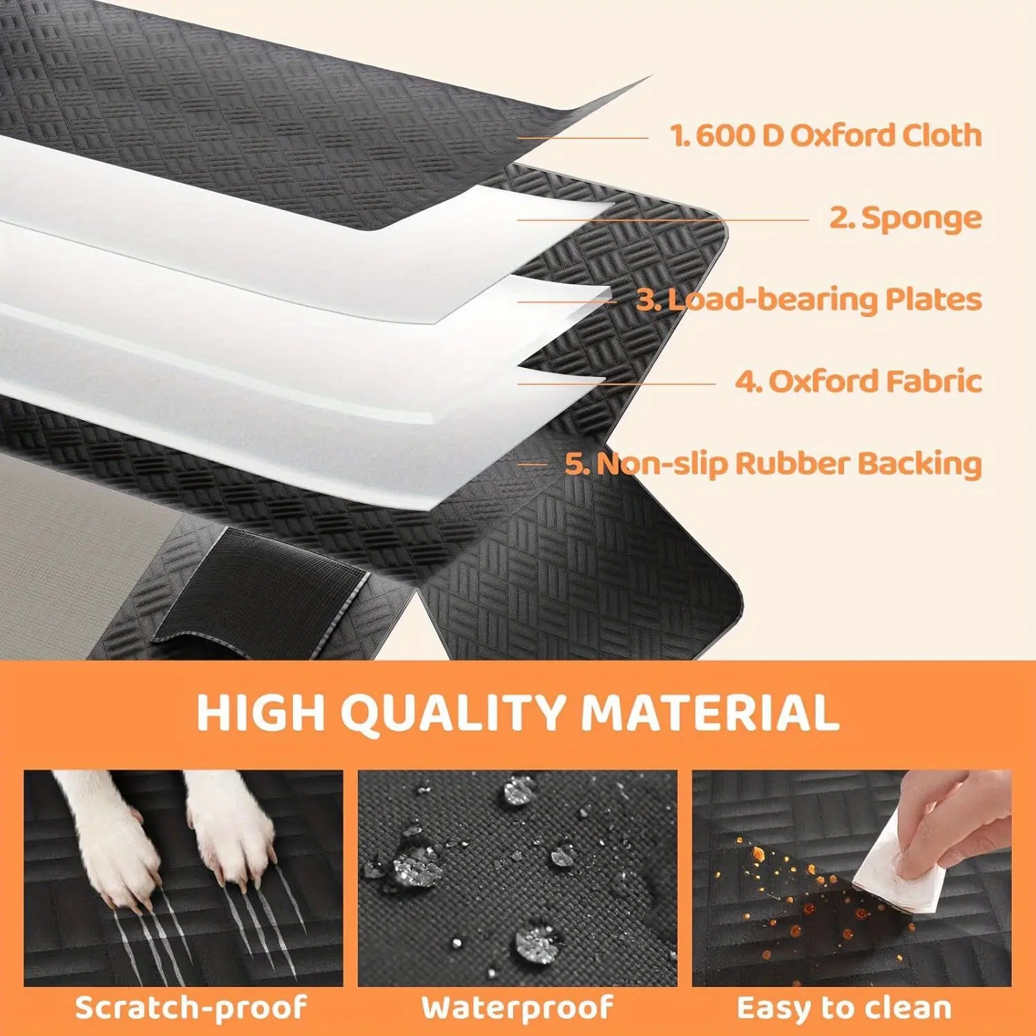 Dog Back Seat Extender - Waterproof Mesh Platform for Cars, Trucks, Suvs - with Storage Pockets and Door Covers (Black),Pet Supplies,Fathersdaygifts