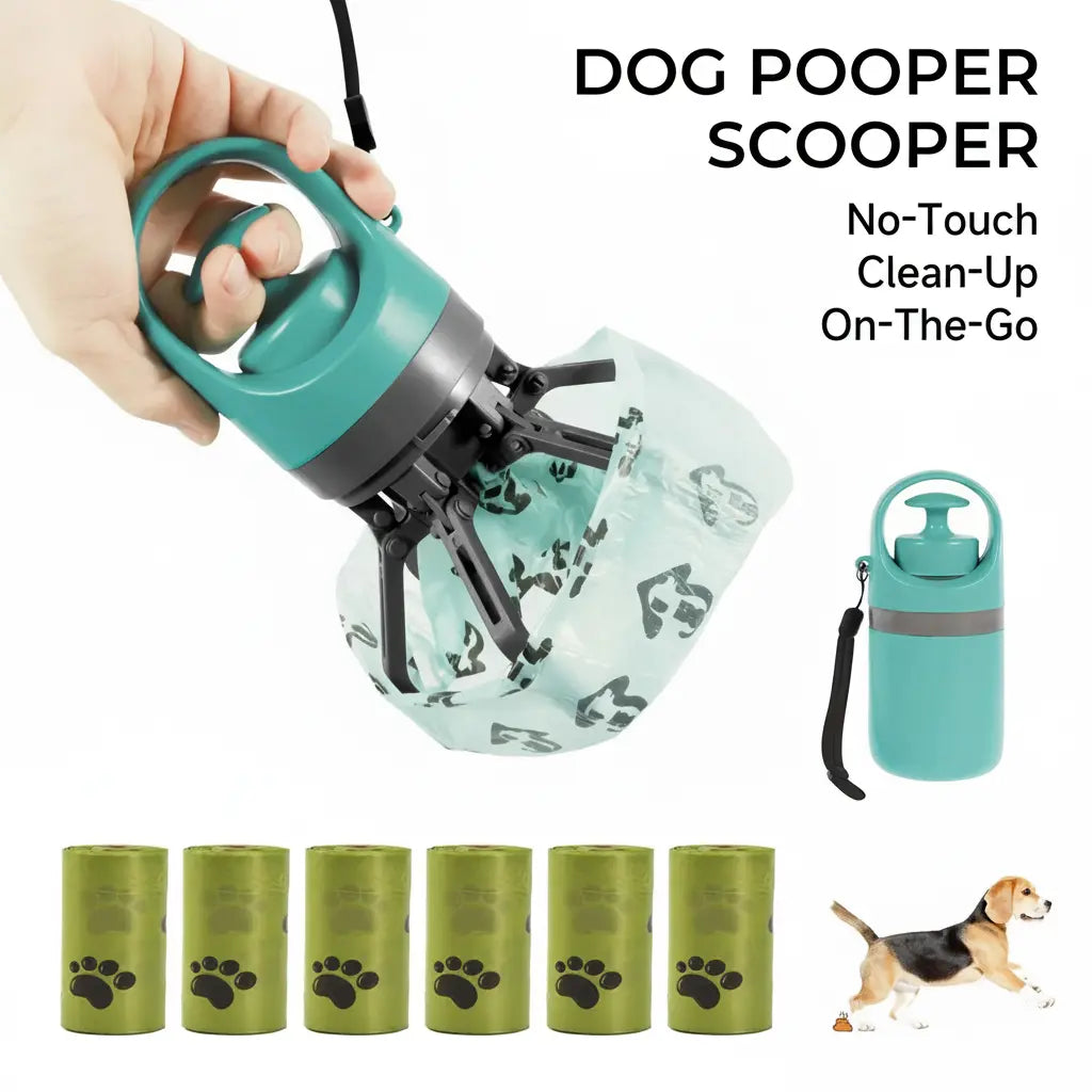 UFORU Portable Pet Poop Scooper with 6 Count Dog Waste Bag Holder & Dispenser for Outdoor Use Compact Design Essential Pet Supplies