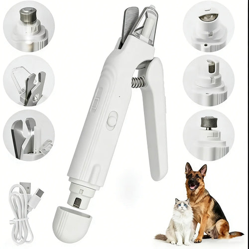 2 in 1 Pet Nail Clipper and Grinder for Catsdogs Stainless Steel Electric Nail Trimmerwith LED Light Safe Quiet