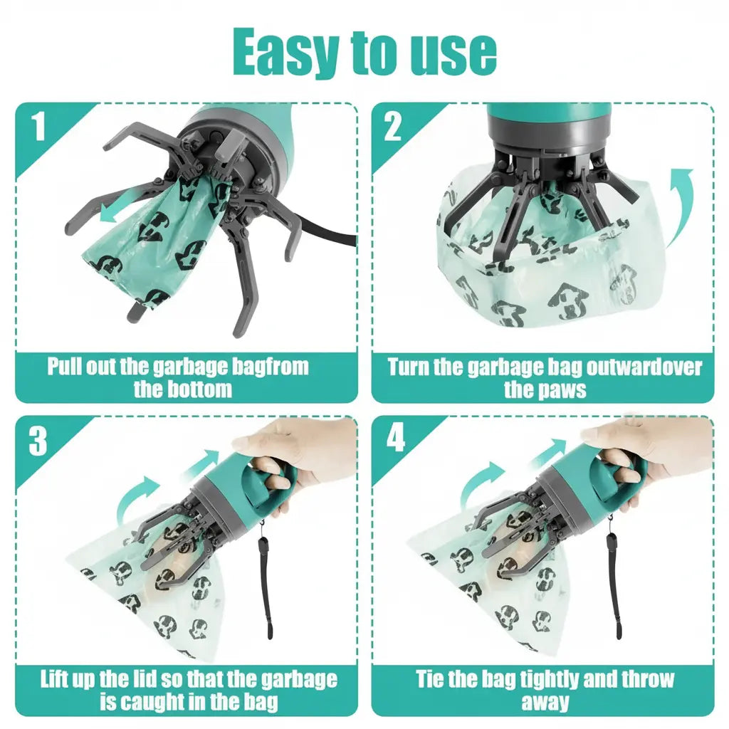 UFORU Portable Pet Poop Scooper with 6 Count Dog Waste Bag Holder & Dispenser for Outdoor Use Compact Design Essential Pet Supplies